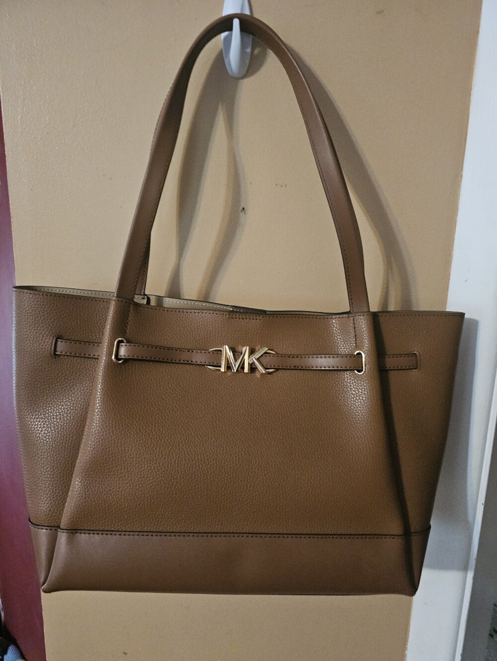 NEW Michael Kors Reed Large Tote Bag Tan/Gold